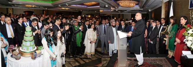 Syed Ibne Abbas, Pakistan High Commissioner to the UK speaking at the Pakistan Day Reception in London on 23-3-201.