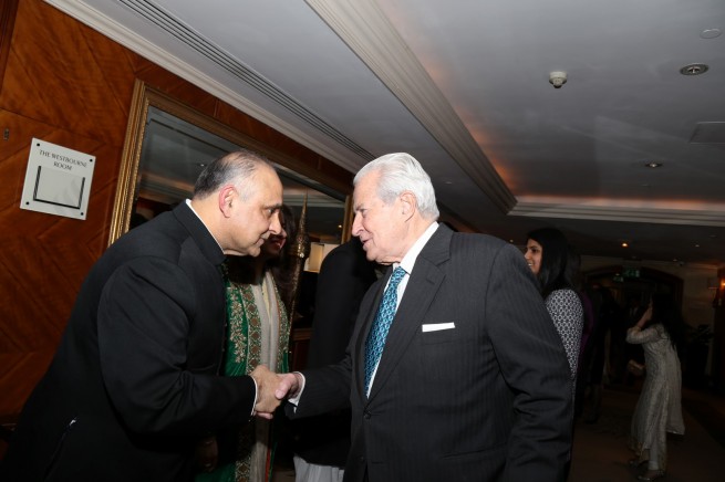 Syed Ibne Abbas, Pakistan High Commissioner to the UK receiving the guests at the Pakistan Day Reception in London on 23-3-201