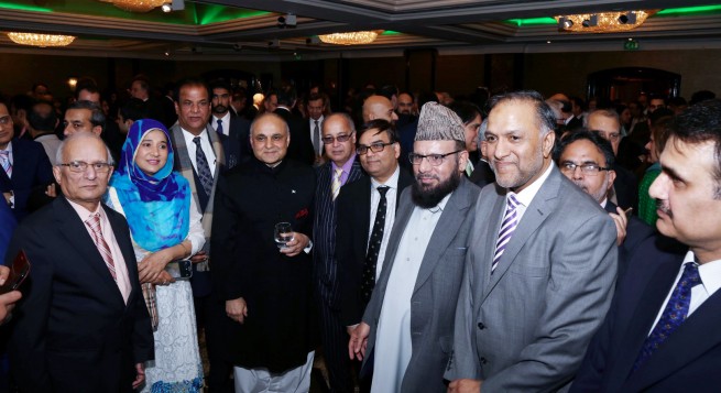Syed Ibne Abbas, Pakistan High Commissioner to the UK receiving the guests at the Pakistan Day Reception in London on 23-3-201