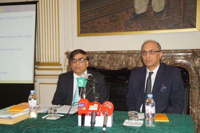 Barrister Amjad Malik, the Manchester based Chairman of Board of Governors of Oversees Pakistani Foundation of Pakistan is addressing the Pakistani Community in Paris and Paris Based Media persons in Embassy of Pakistan in Paris, today (27th, January, 2017)