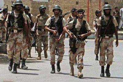 Rangers conduct operation against gang war activists in Karachi's Chakiwara