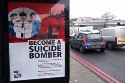 'Become a suicide bomber' posters pop up across London