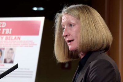 In this March 15, 2017, file photo, acting Assistant Attorney General Mary McCord speaks during a news conference at the Justice Department in Washington. McCord, the Justice