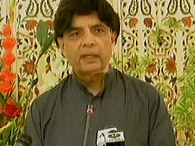 Interior minister Chaudhry Nisar addressing a news conference in Islamabad on April 15, 2017. EXPRESS NEWS SCREEN GRAB