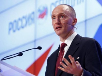 One-time advisor of U.S. president-elect Donald Trump Carter Page addresses the audience during a presentation in Moscow, Russia. PHOTO: REUTERS