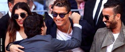 Current and former Real Madrid stars Cristiano Ronaldo and Raul Gonzalez were in the crowd