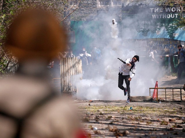 File photo of a protester in Indian-held Kashmir. PHOTO: REUTERS