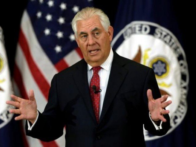 US Secretary of State Rex Tillerson delivers remarks to the employees at the State Department in Washington, PHOTO: REUTERS