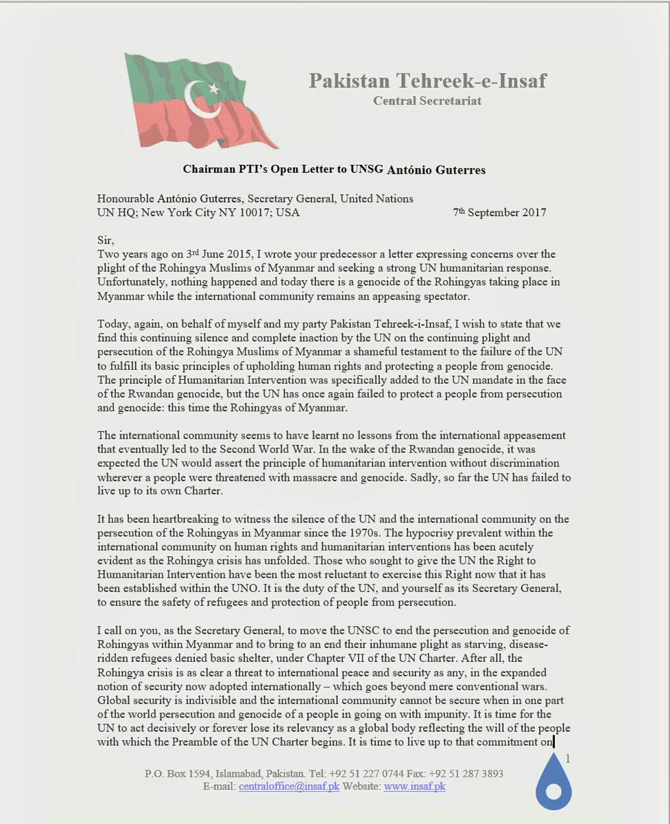 My open letter to UN SG asking him to act on Rohingya Muslims' plight.