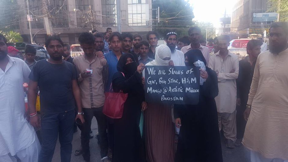 The Artistic Milliner workers who were fired for attending this demonstration demanding safety at work places.