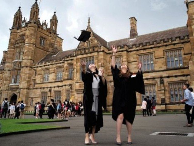 Celebrating at the University of Sydney: Australian graduates are ahead of those from US and UK. PHOTO: REUTERS