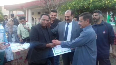 Grand Master Shihan Raja Khalid Disseminating the Prizes to the Winners and Organizers, Rawalpindi District Boxing championship