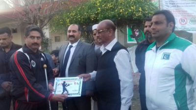 Grand Master Shihan Raja Khalid Disseminating the Prizes to the Winners and Organizers, Rawalpindi District Boxing championship