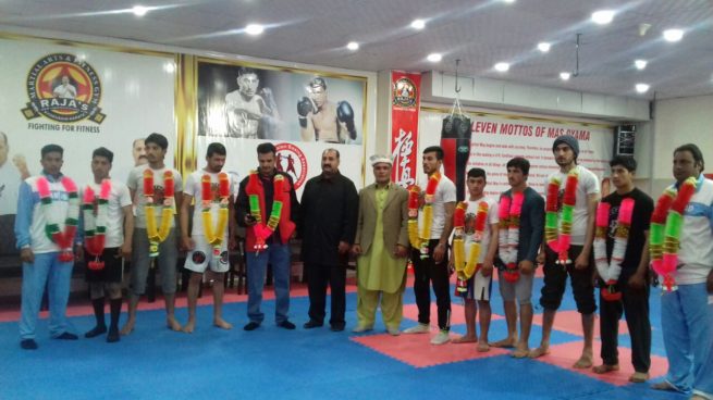 Mixed Martial Arts MMA Pakistan chief Shihan Shafique Awan meets founder of Modern Martial Arts Grand master Shihan Raja Khalid at MMA head quarter Islamabad,Pakistan